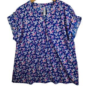 Dear Scarlett Womens Lizzy Short Sleeve Relaxed Flowy Blouse Medium Stretchy